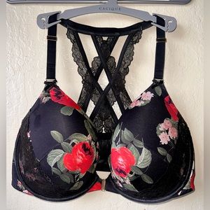 Beautiful Cacique bra red roses lace back straps 40F